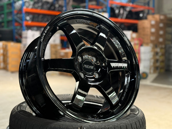 New 17X8 ET40 AOW TE37 Rim (4 wheel) Gloss Black 4X100