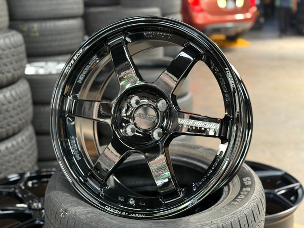 New 17X8 ET40 AOW TE37 Rim (4 wheel) Gloss Black 4X100