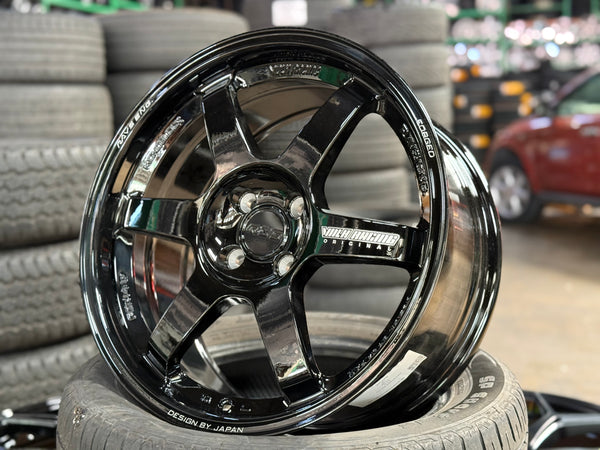 New 17X8 ET40 AOW TE37 Rim (4 wheel) Gloss Black 4X100