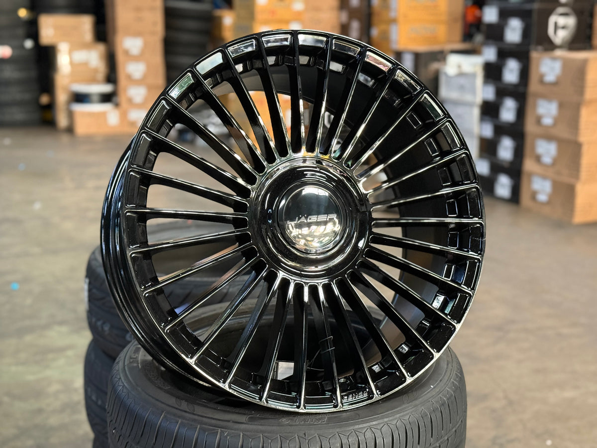 New 20x9 ET35 Lenso Crown Gloss Black 5x108 (4 Wheels)