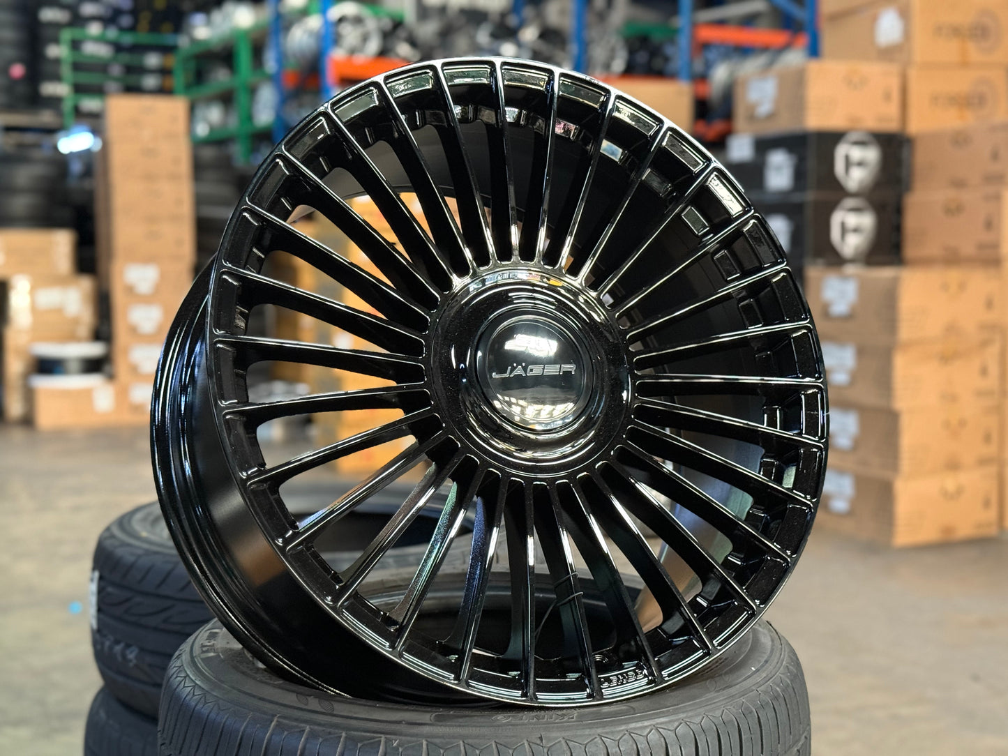New 20x9 ET35 Lenso Crown Gloss Black 5x108 (4 Wheels)