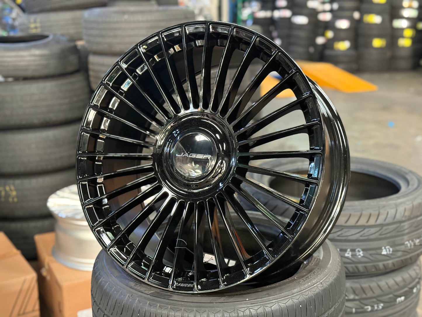 New 20x9 ET35 Lenso Crown Gloss Black 5x108 (4 Wheels)