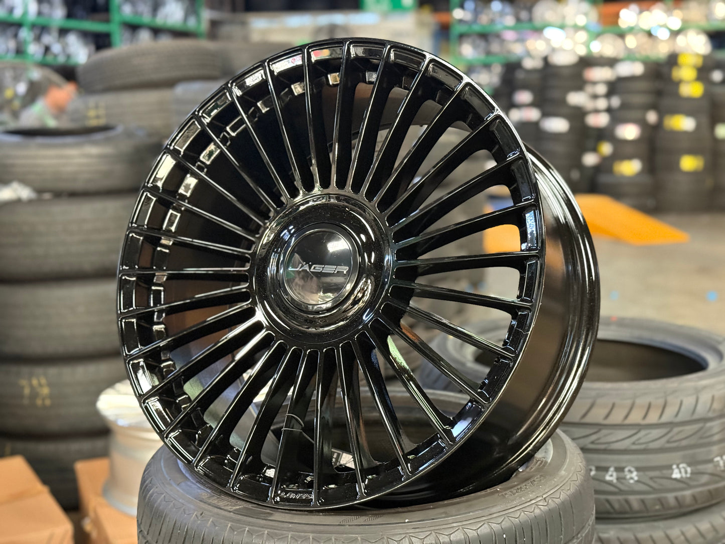 New 20x9 ET35 Lenso Crown Gloss Black 5x108 (4 Wheels)