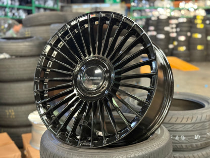 New 20x9 ET35 Lenso Crown Gloss Black 5x108 (4 Wheels)