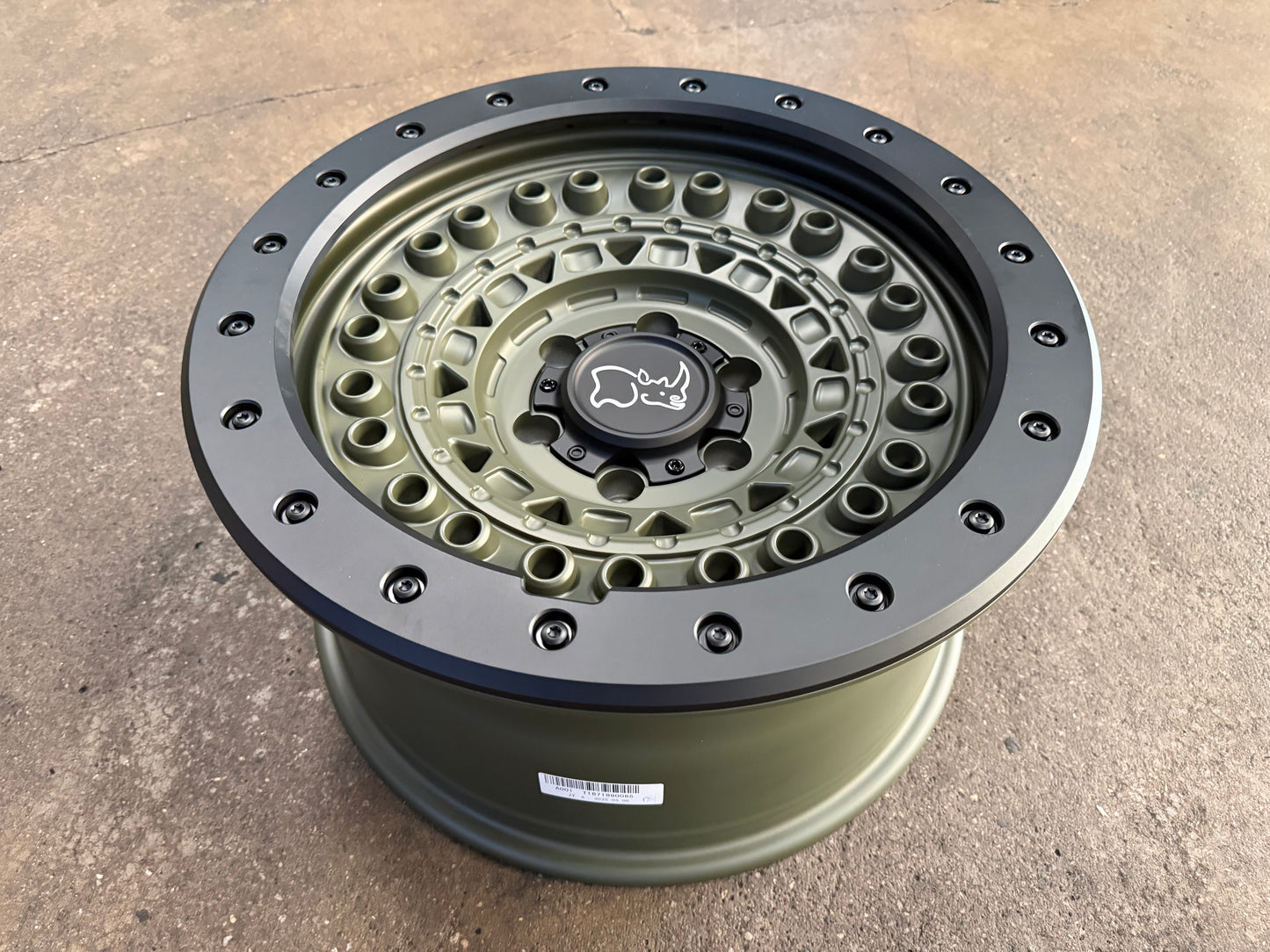 \New 18x9 ET0 Black Rhino BARRICADE Rim (4 wheel) Olive Green Black Rock Guard 6x139.7