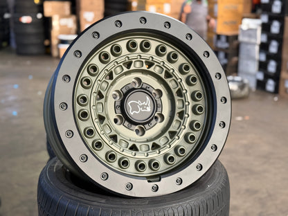 \New 18x9 ET0 Black Rhino BARRICADE Rim (4 wheel) Olive Green Black Rock Guard 6x139.7