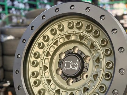 \New 18x9 ET0 Black Rhino BARRICADE Rim (4 wheel) Olive Green Black Rock Guard 6x139.7