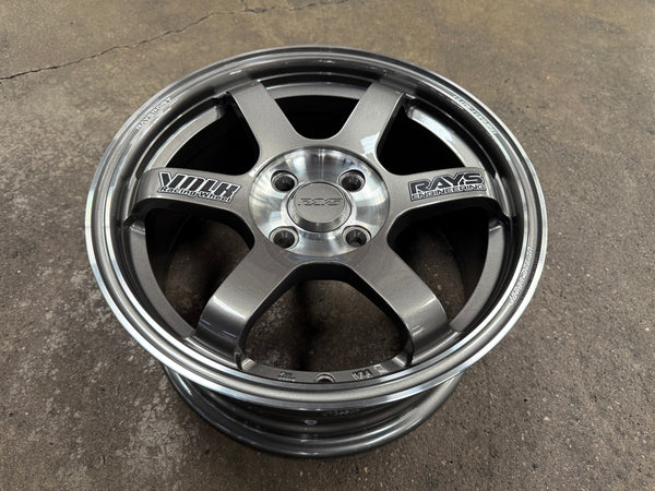 New 15X7 ET38 RS TE37 OG Rim (4 wheel) Gloss Gunmetal 4X100