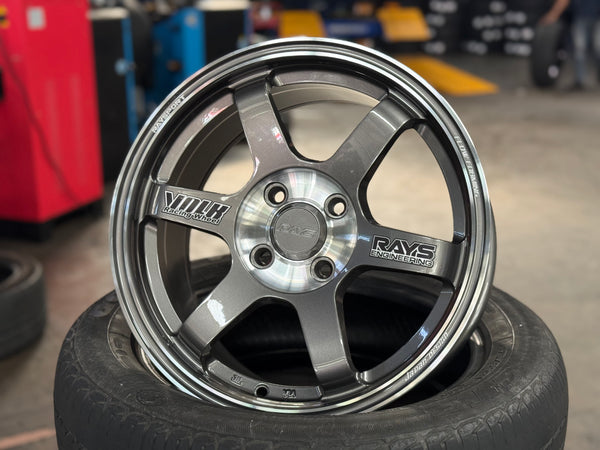 New 15X7 ET38 RS TE37 OG Rim (4 wheel) Gloss Gunmetal 4X100