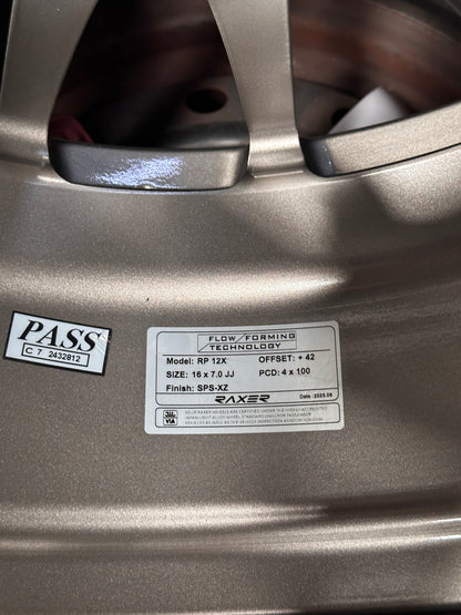 NEW 16X7 ET42 Raxer RP12X Flow Formed Rim Sepang Silver 4X100