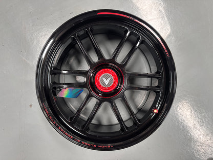 NEW 18X8.5 ET35 Lenso Venom VNR Flow Formed Rim Black & Pad Red 5X114.3