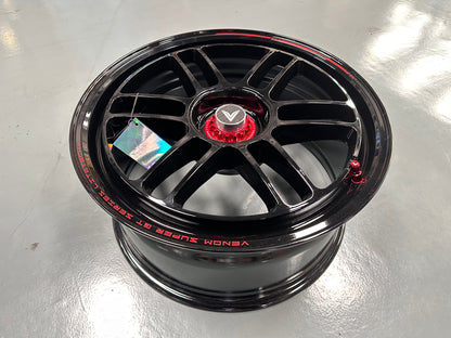 NEW 18X8.5 ET35 Lenso Venom VNR Flow Formed Rim Black & Pad Red 5X114.3