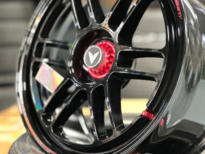 NEW 18X8.5 ET35 Lenso Venom VNR Flow Formed Rim Black & Pad Red 5X114.3