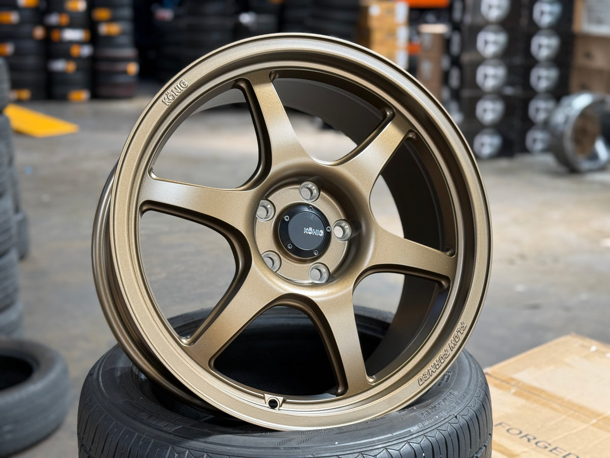 New 18x8.5 ET43 Konig Hexaform Rim (4 wheel) Matte Bronze 5x114.3