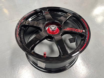 NEW 18X8.5 ET35 Lenso Venom VNT Flow Formed Rim Black & Pad Red 5X114.3