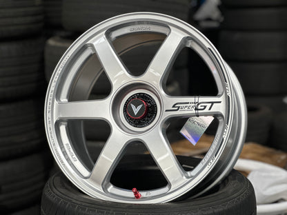 NEW 18X8.5 ET35 Lenso Venom VNT Flow Formed Rim Silver & Pad Gray 5X114.3