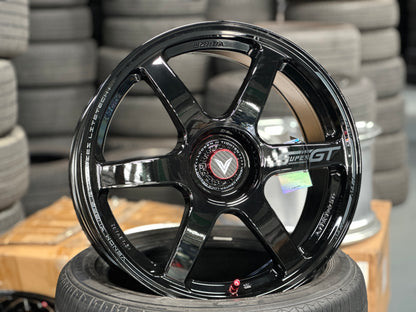 NEW 18X8.5 ET35 Lenso Venom VNT Flow Formed Rim Black & Pad Red 5X114.3