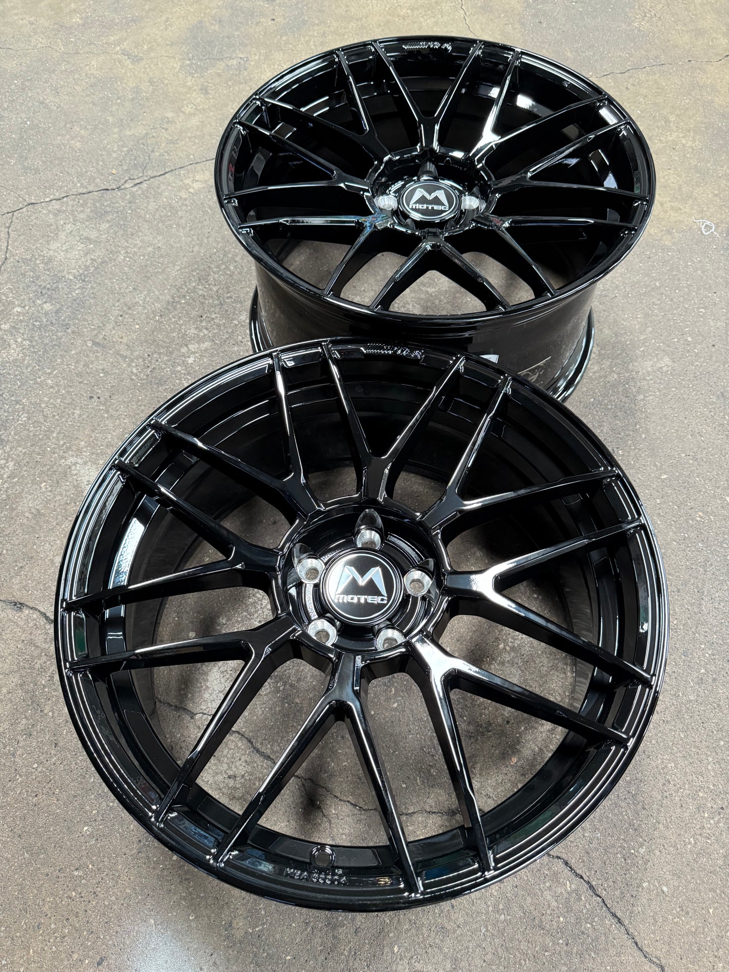 New 19x8.5 ET25 19x9.5 ET35 Motec MCR3 Flow Formed Rim 5x112 Black (4 Wheels)