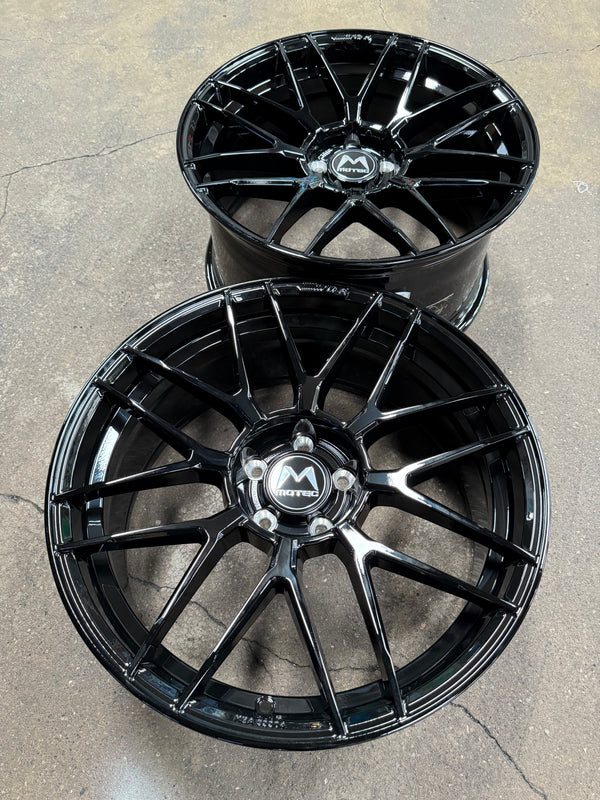 New 19x8.5 ET25 19x9.5 ET35 Motec MCR3 Flow Formed Rim 5x112 Black (4 Wheels)