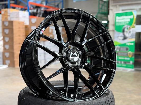 New 19x8.5 ET25 19x9.5 ET35 Motec MCR3 Flow Formed Rim 5x112 Black (4 Wheels)
