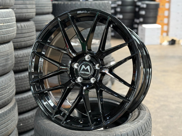 New 19x8.5 ET25 19x9.5 ET35 Motec MCR3 Flow Formed Rim 5x112 Black (4 Wheels)
