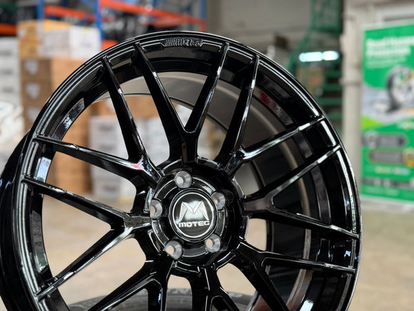 New 19x8.5 ET25 19x9.5 ET35 Motec MCR3 Flow Formed Rim 5x112 Black (4 Wheels)