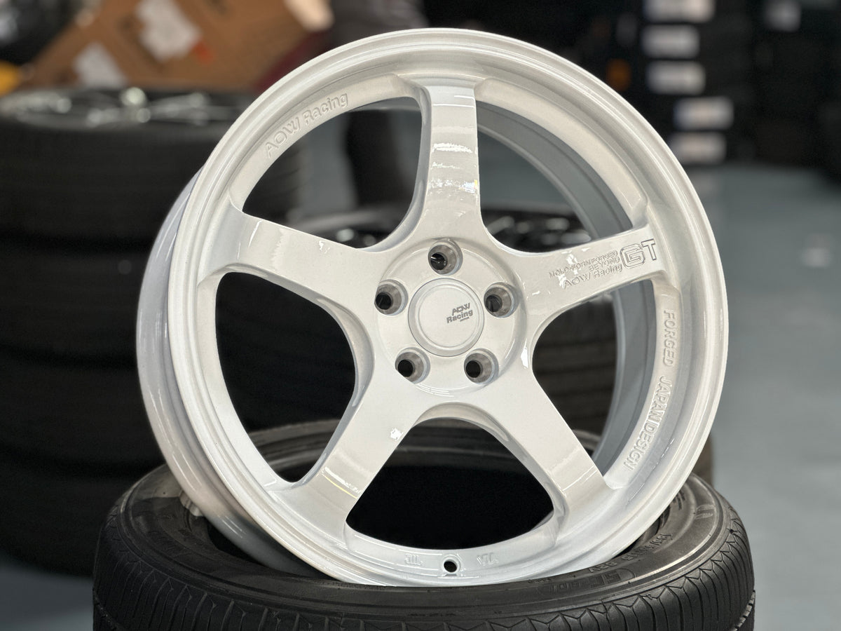 NEW 17X7.5 ET40 AOW GT Flow Formed Rim Racing White 5X100