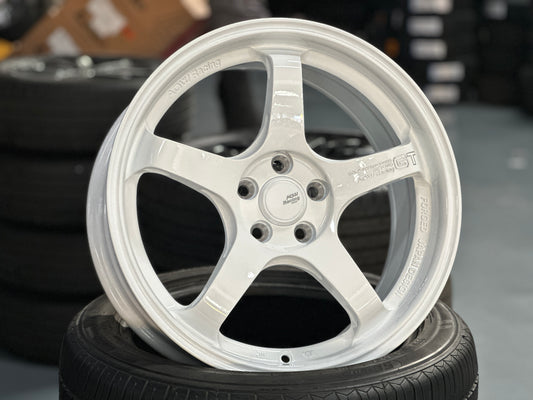 NEW 17X7.5 ET40 AOW GT Flow Formed Rim Racing White 5X100