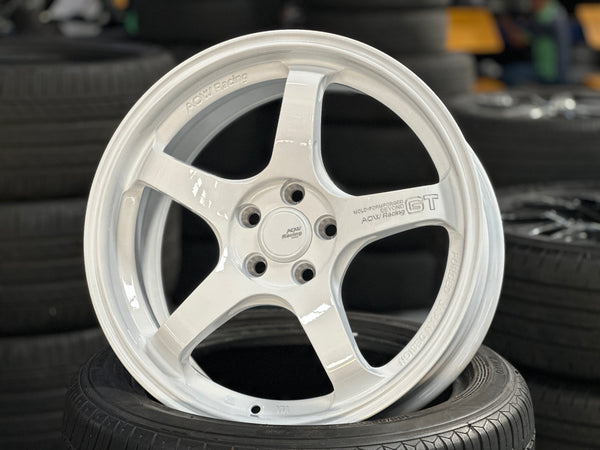 NEW 17X7.5 ET40 AOW GT Flow Formed Rim Racing White 5X100