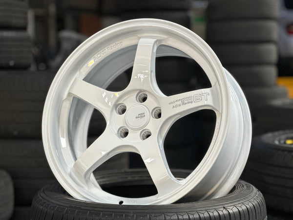NEW 17X7.5 ET40 AOW GT Flow Formed Rim Racing White 5X100