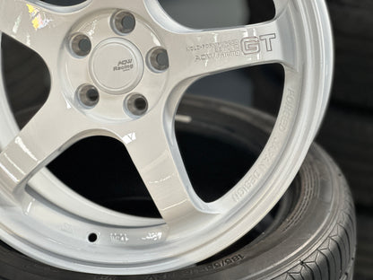 NEW 17X7.5 ET40 AOW GT Flow Formed Rim Racing White 5X100