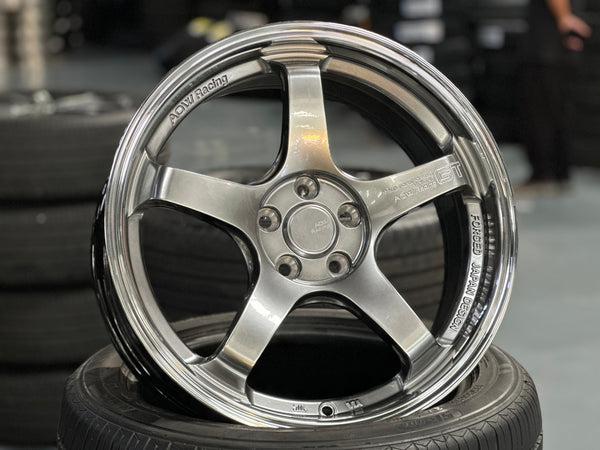 NEW 17X7.5 ET40 AOW GT Flow Formed Rim Racing White 5X100
