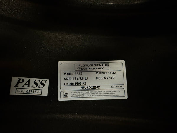New 17x7.5 ET42 Raxer TR1Z Rim (4 wheel) DGM 5x100