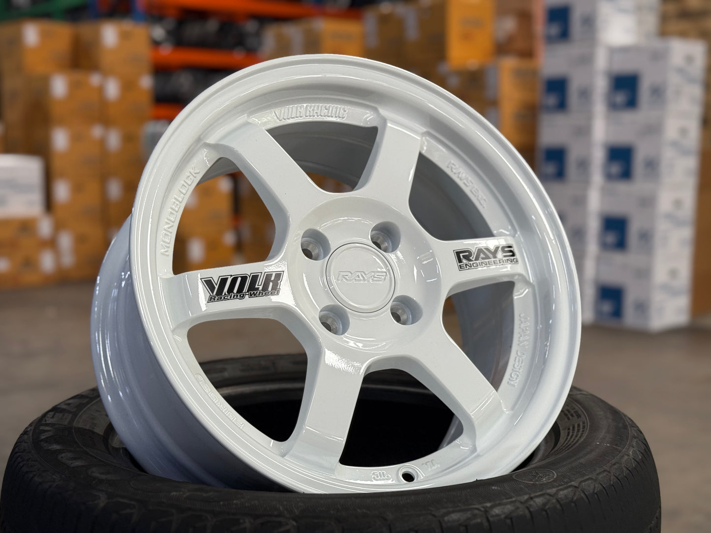 New 15X7 ET35 AOW Flow Formed TE37 Rim (4 wheel) Gloss White 4X100