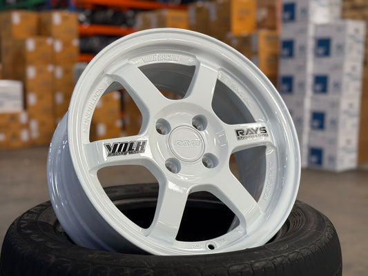 New 15X7 ET35 AOW Flow Formed TE37 Rim (4 wheel) Gloss White 4X100