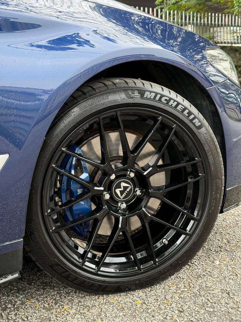 New 19x8.5 ET25 19x9.5 ET35 Motec MCR3 Flow Formed Rim 5x112 Black (4 Wheels)
