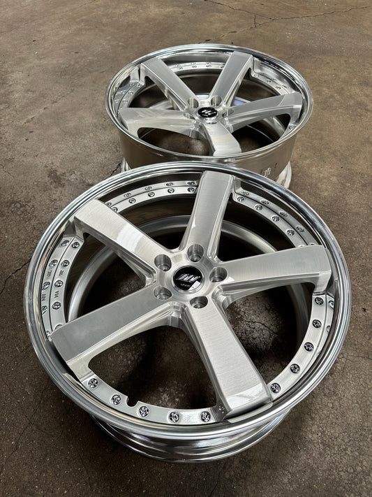 New 20x9 ET38F ET30R Work Black Label Zeast BST2 (4 wheel) 5x114.3 Silver
