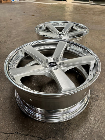 New 20x9 ET38F ET30R Work Black Label Zeast BST2 (4 wheel) 5x114.3 Silver