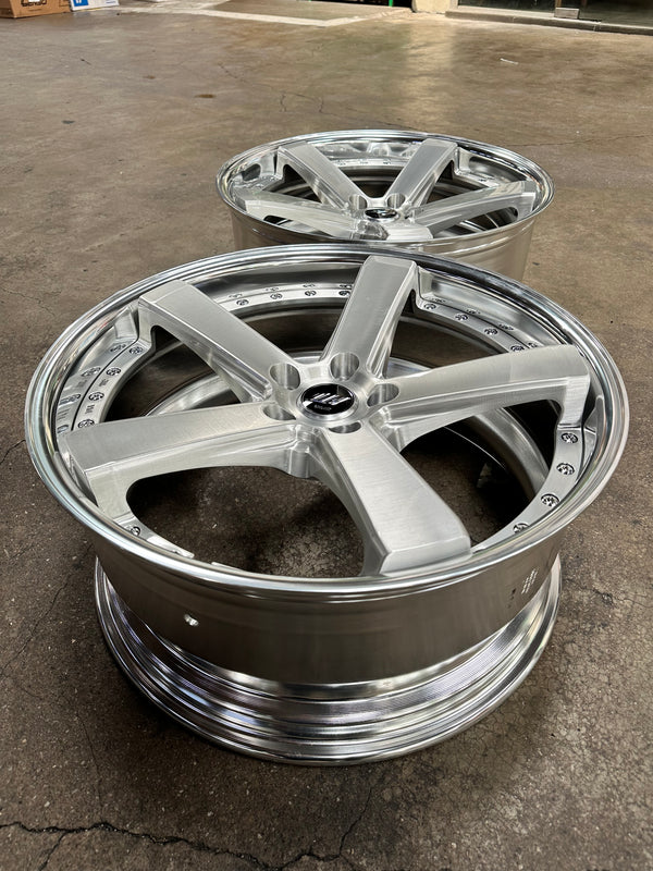 New 20x9 ET38F ET30R Work Black Label Zeast BST2 (4 wheel) 5x114.3 Silver