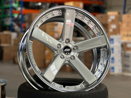 New 20x9 ET38F ET30R Work Black Label Zeast BST2 (4 wheel) 5x114.3 Silver