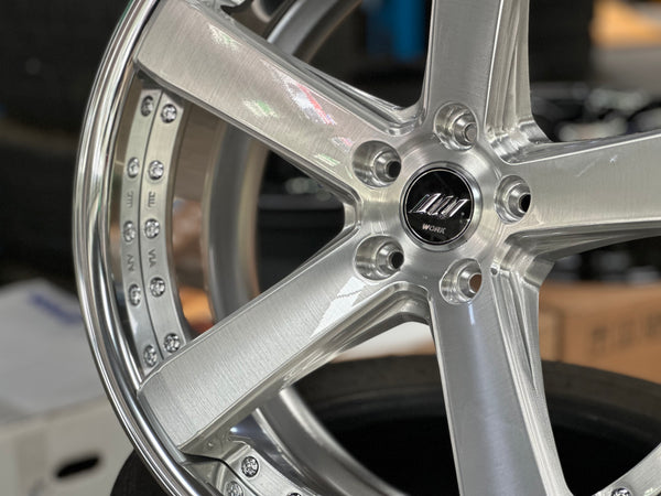 New 20x9 ET38F ET30R Work Black Label Zeast BST2 (4 wheel) 5x114.3 Silver