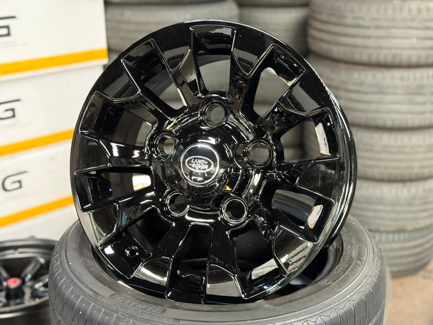 New 16X7 ET+20 CLS Land Rover Defender Sawtooth Rim (5 wheel) Piano Black 5X165 (5 pcs + 20 pcs Nuts)