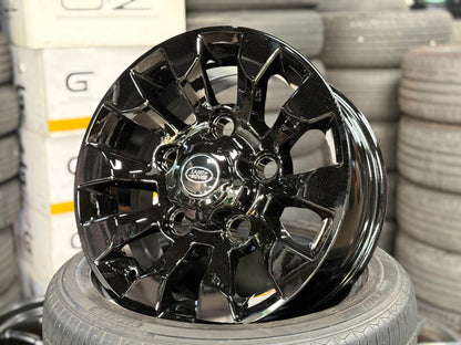 New 16X7 ET+20 CLS Land Rover Defender Sawtooth Rim (5 wheel) Piano Black 5X165 (5 pcs + 20 pcs Nuts)
