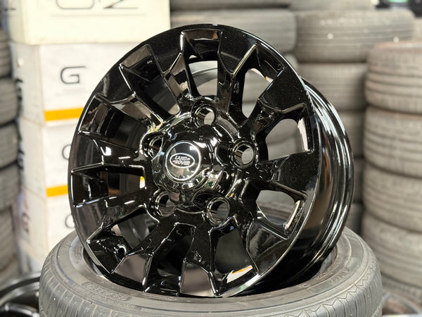 New 16X7 ET+20 CLS Land Rover Defender Sawtooth Rim (5 wheel) Piano Black 5X165 (5 pcs + 20 pcs Nuts)