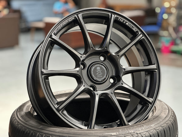 New 15X7 ET35 Raxer RP10X (4 wheel) 4X114.3 Graphite