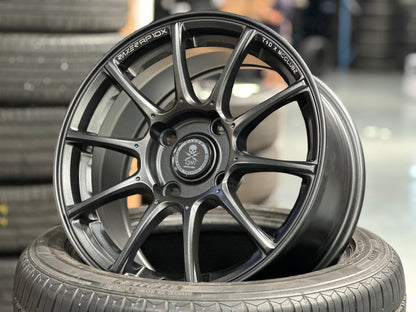 New 15X7 ET35 Raxer RP10X (4 wheel) 4X114.3 Graphite
