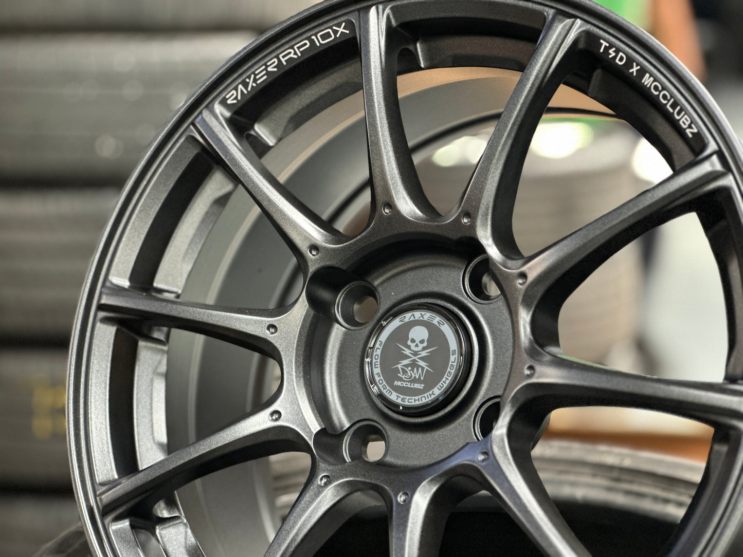 New 15X7 ET35 Raxer RP10X (4 wheel) 4X114.3 Graphite