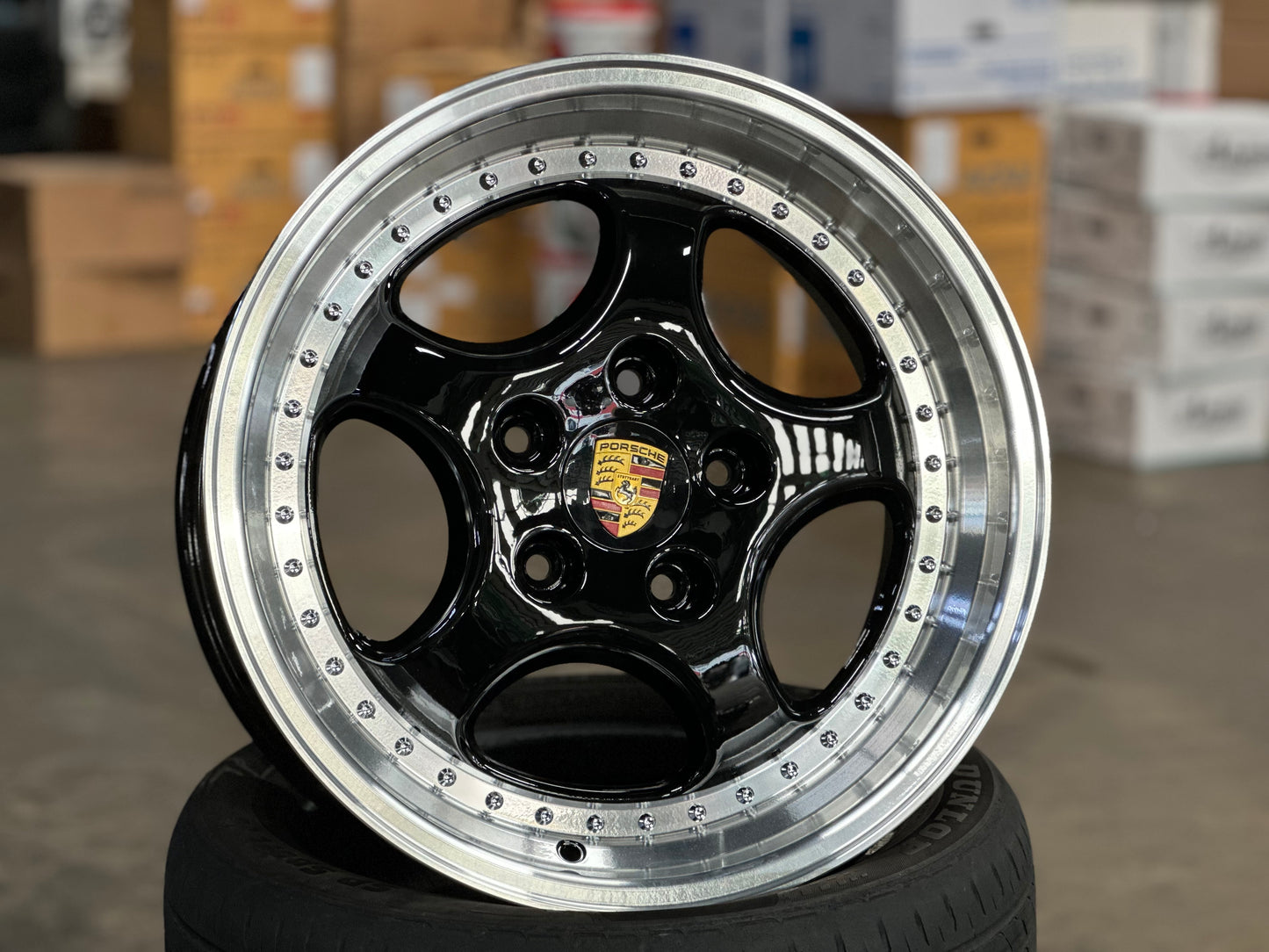 [Bundle] New 18x9.5 ET50 Carrera 997 Classic rim (2 wheels) Black 5x130