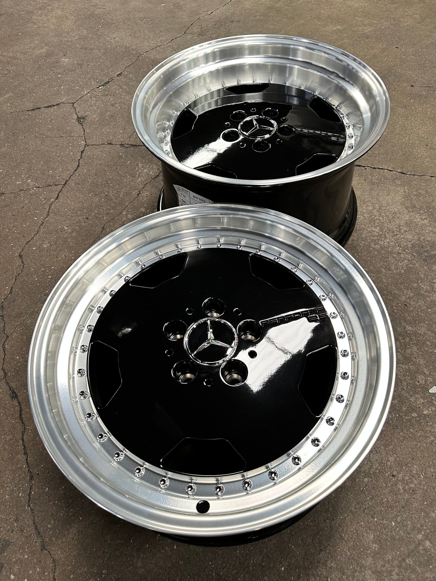 New 17X8 ET25 17X9.5 ET25 Mercedes Aero Classic (4 wheel) Black 5X112