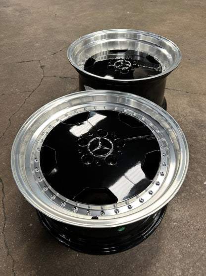 New 17X8 ET25 17X9.5 ET25 Mercedes Aero Classic (4 wheel) Black 5X112